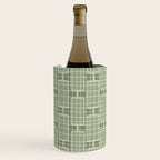 Mid Century Modern Woven Link Pattern in Green Sage Wine Chiller Gallery Image 2