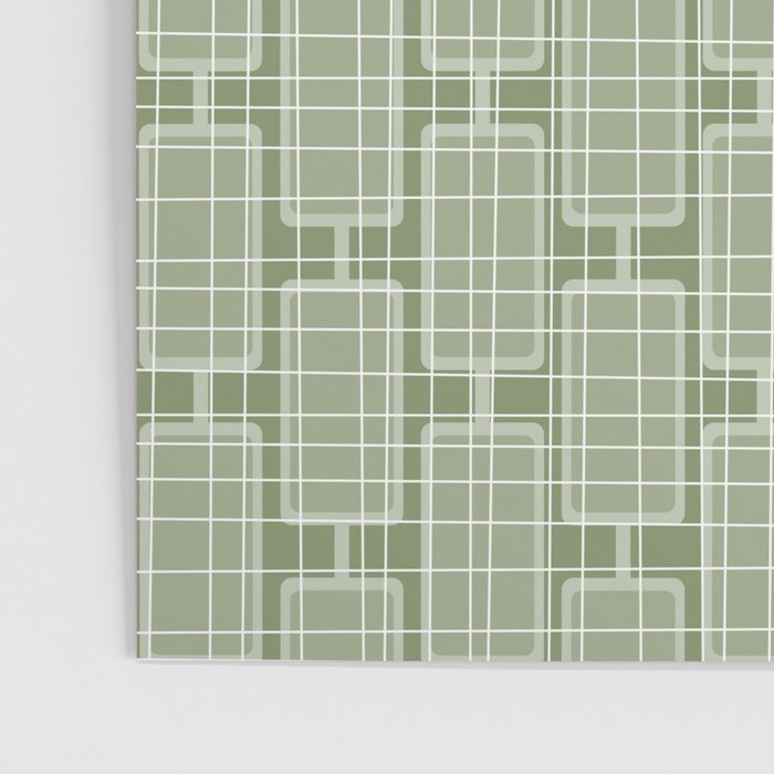 Mid Century Modern Woven Link Pattern in Green Sage Poster Gallery Image 3