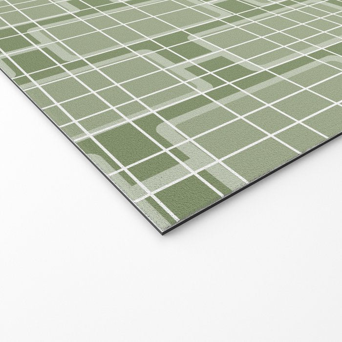 Mid Century Modern Woven Link Pattern in Green Sage Welcome Mat Gallery Image 2