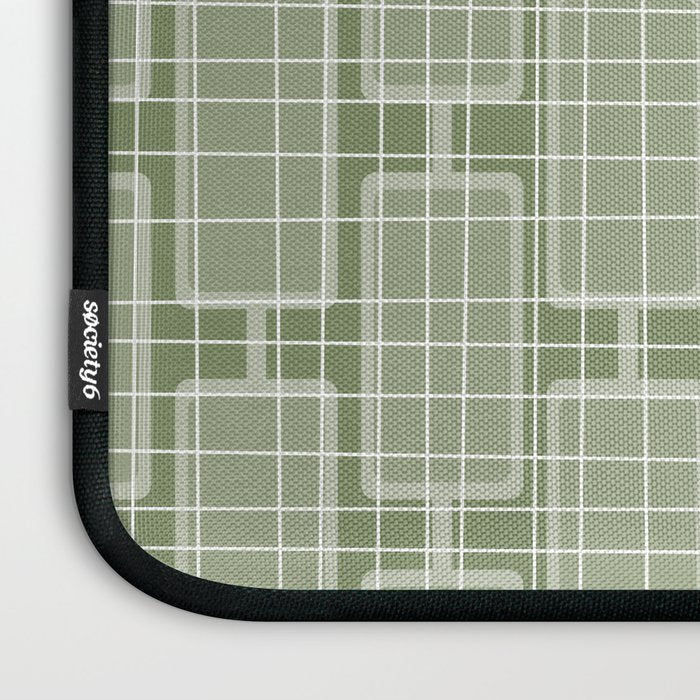Mid Century Modern Woven Link Pattern in Green Sage Laptop Sleeve Gallery Image 3