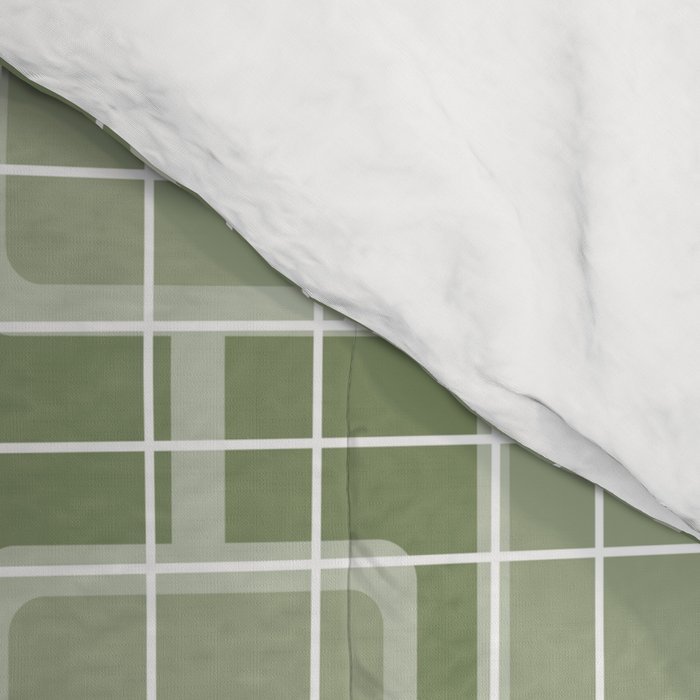Mid Century Modern Woven Link Pattern in Green Sage Comforter Gallery Image 4
