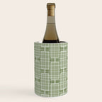 Mid Century Modern Woven Link Pattern in Green Sage Wine Chiller Gallery Image 3