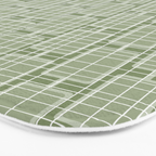 Mid Century Modern Woven Link Pattern in Green Sage Bath Mat Gallery Image 3