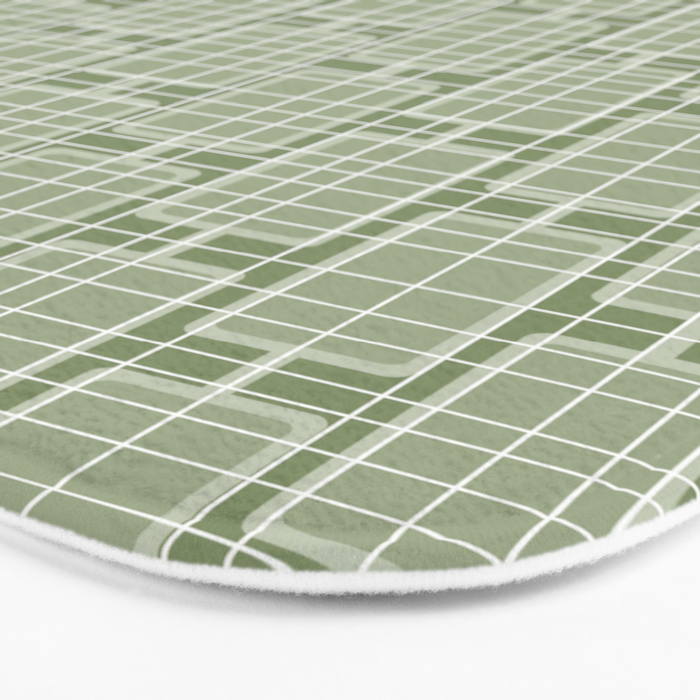 Mid Century Modern Woven Link Pattern in Green Sage Bath Mat Gallery Image 3