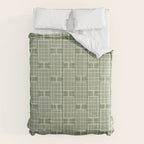 Mid Century Modern Woven Link Pattern in Green Sage Comforter Gallery Image 6