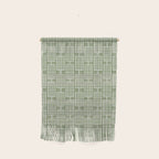 Mid Century Modern Woven Link Pattern in Green Sage Wall Hanging Gallery Image 1