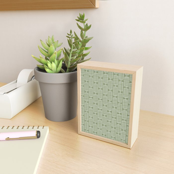 Mid Century Modern Woven Link Pattern in Green Sage Mini Art Print Gallery Image 2