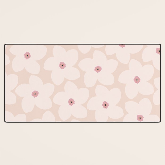 Blush Pink Retro Flower Desk Mat Gallery Image 3