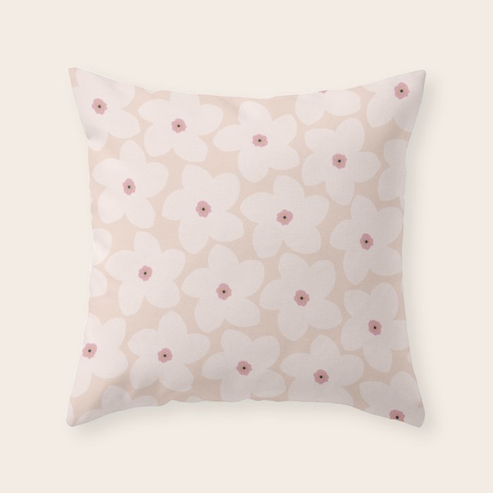 Blush Pink Retro Flower Throw Pillow Gallery Image 6