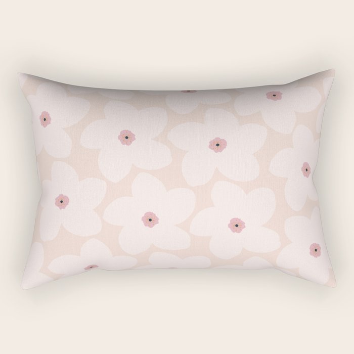 Blush Pink Retro Flower Rectangular Pillow Gallery Image 2