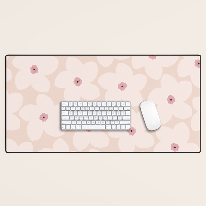 Blush Pink Retro Flower Desk Mat Gallery Image 1
