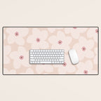 Blush Pink Retro Flower Desk Mat Gallery Image 1
