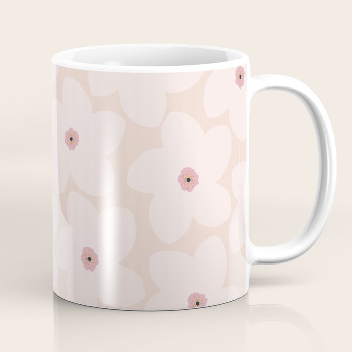 Blush Pink Retro Flower Coffee Mug Gallery Image 1