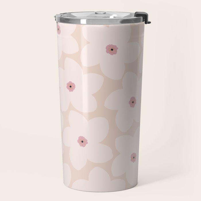 Blush Pink Retro Flower Travel Mug Gallery Image 2