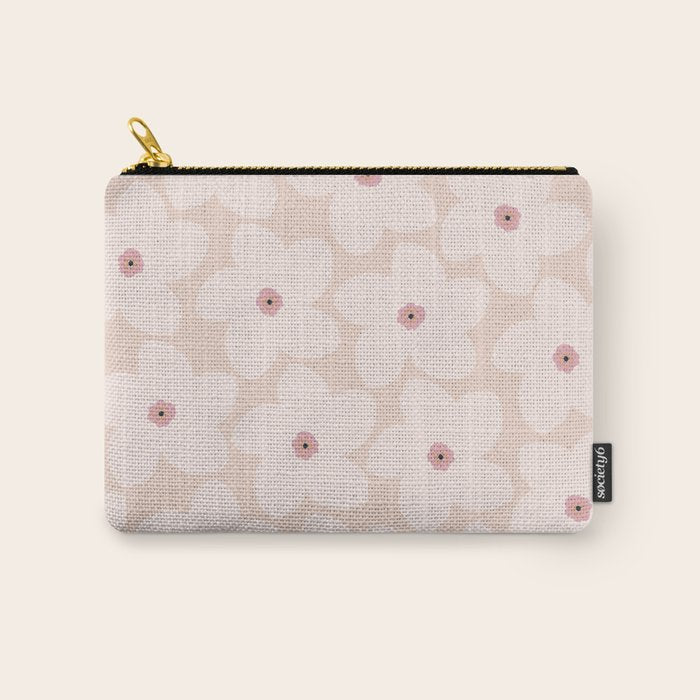 Blush Pink Retro Flower Carry All Pouch Gallery Image 1