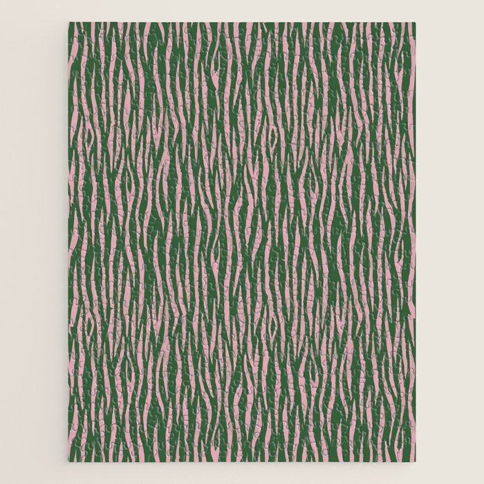 Tiger Stripes In Pink And Green Jigsaw Puzzle Gallery Image 1