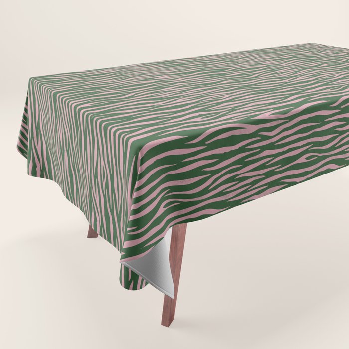 Tiger Stripes In Pink And Green Tablecloth Gallery Image 1