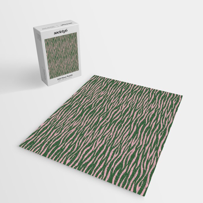 Tiger Stripes In Pink And Green Jigsaw Puzzle Gallery Image 2