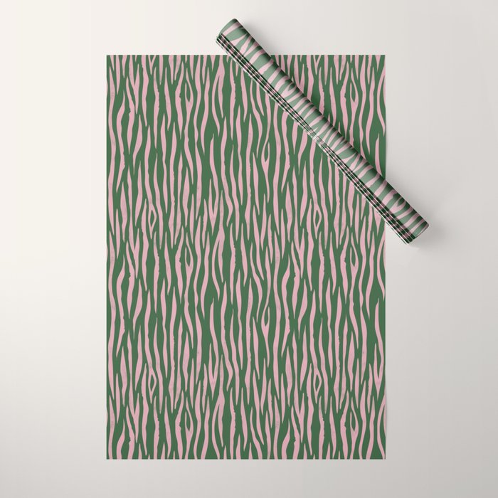 Tiger Stripes In Pink And Green Wrapping Paper Gallery Image 1