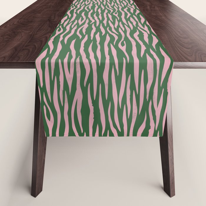 Tiger Stripes In Pink And Green Table Runner Gallery Image 1