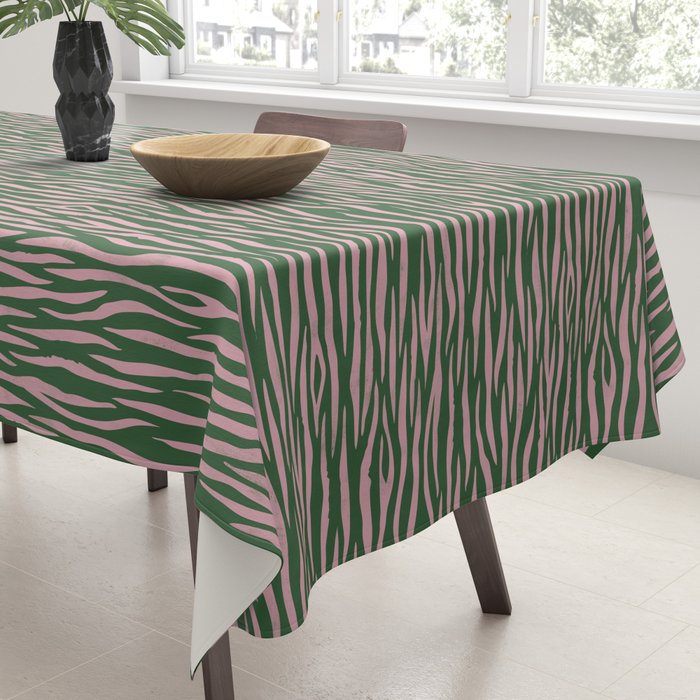 Tiger Stripes In Pink And Green Tablecloth Gallery Image 3