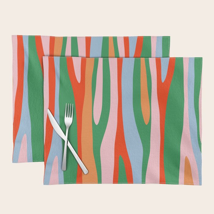 Bold and Colorful Abstract Wild Stripes Modern Multicolor Pattern Placemat Gallery Image 1