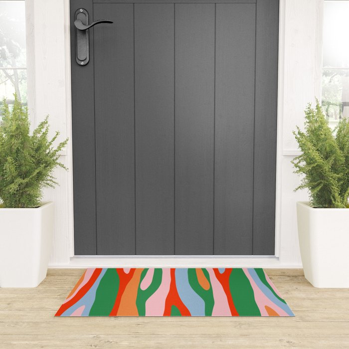 Bold and Colorful Abstract Wild Stripes Modern Multicolor Pattern Welcome Mat Gallery Image 3