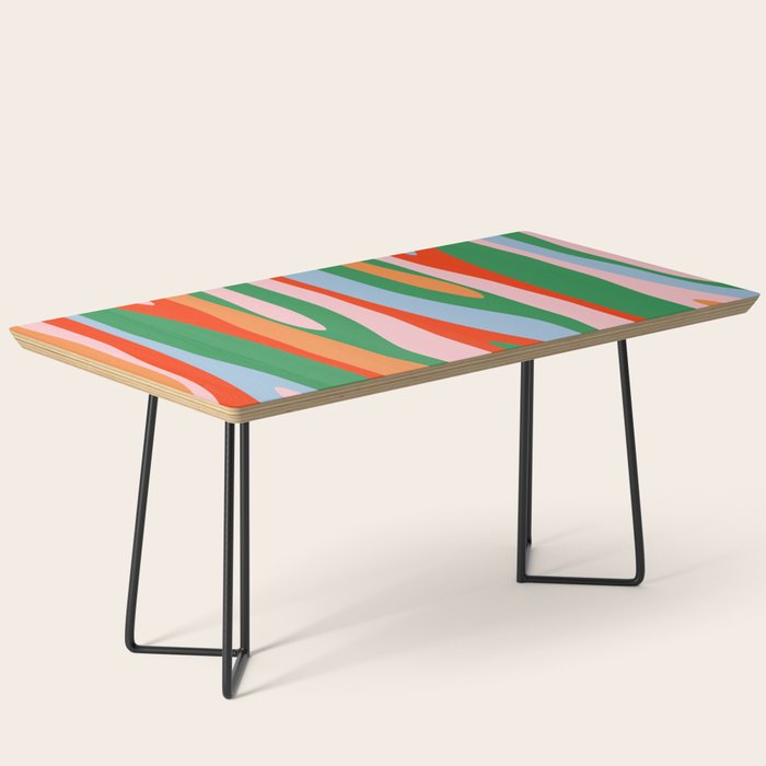 Bold and Colorful Abstract Wild Stripes Modern Multicolor Pattern Coffee Table Gallery Image 1