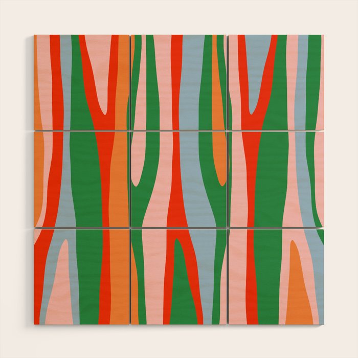 Bold and Colorful Abstract Wild Stripes Modern Multicolor Pattern Wood Wall Art Gallery Image 1