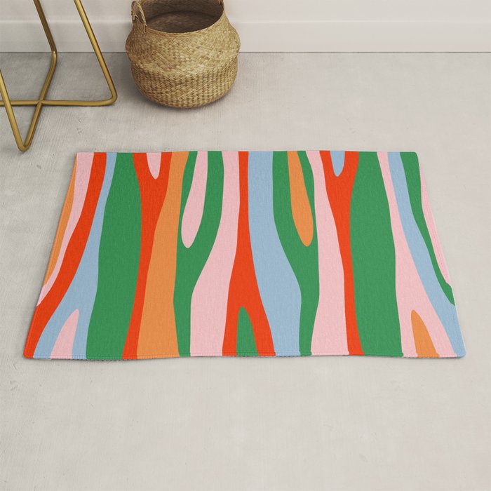 Bold and Colorful Abstract Wild Stripes Modern Multicolor Pattern Rug Gallery Image 1