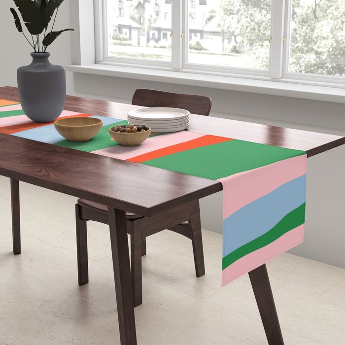 Bold and Colorful Abstract Wild Stripes Modern Multicolor Pattern Table Runner Gallery Image 2