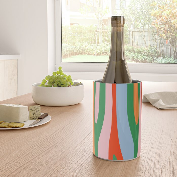 Bold and Colorful Abstract Wild Stripes Modern Multicolor Pattern Wine Chiller Gallery Image 4