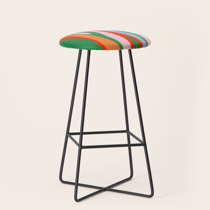 Bold and Colorful Abstract Wild Stripes Modern Multicolor Pattern Stool Gallery Image 1