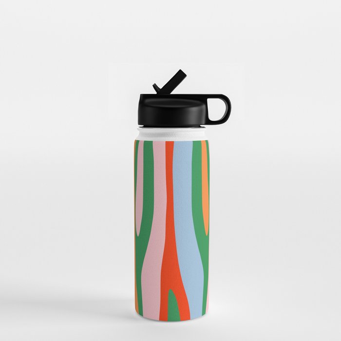 Bold and Colorful Abstract Wild Stripes Modern Multicolor Pattern Water Bottle Gallery Image 1