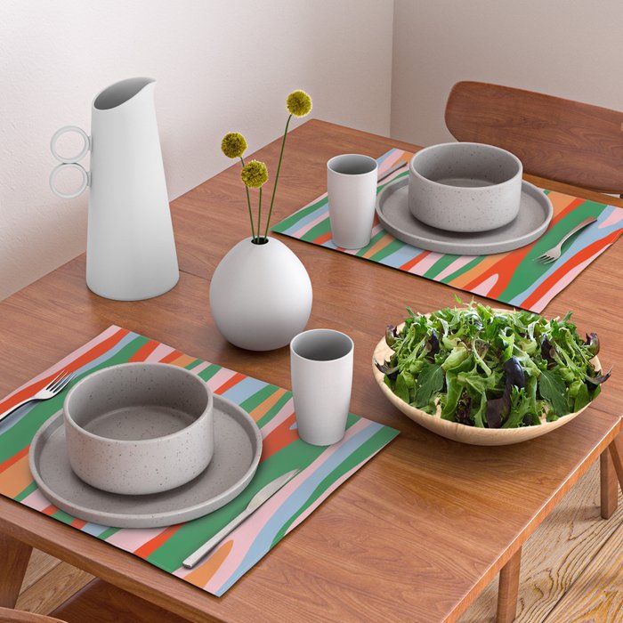 Bold and Colorful Abstract Wild Stripes Modern Multicolor Pattern Placemat Gallery Image 2