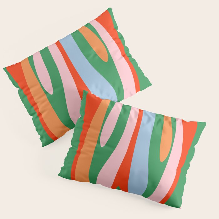 Bold and Colorful Abstract Wild Stripes Modern Multicolor Pattern Pillow Sham Gallery Image 3