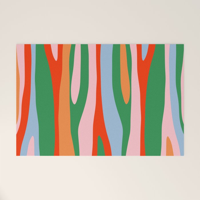 Bold and Colorful Abstract Wild Stripes Modern Multicolor Pattern Welcome Mat Gallery Image 1