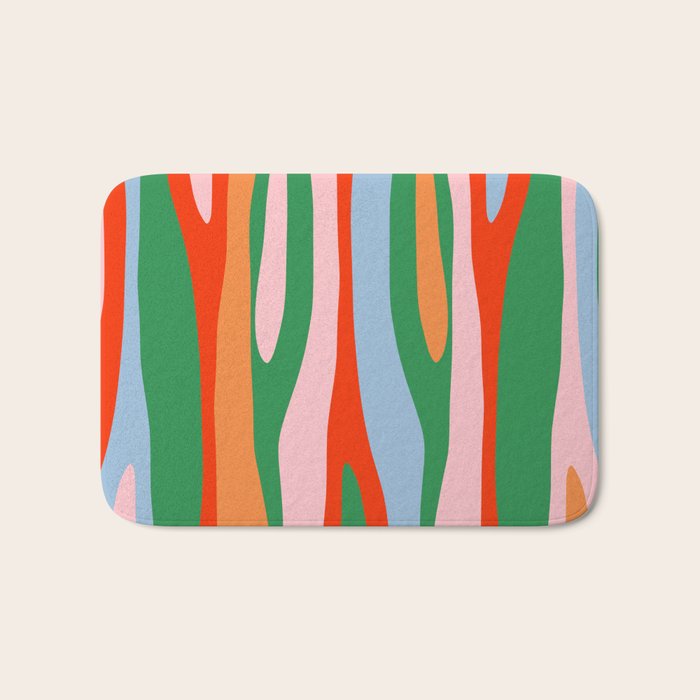 Bold and Colorful Abstract Wild Stripes Modern Multicolor Pattern Bath Mat Gallery Image 1