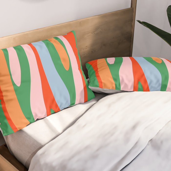 Bold and Colorful Abstract Wild Stripes Modern Multicolor Pattern Pillow Sham Gallery Image 2
