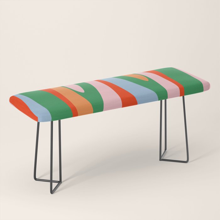 Bold and Colorful Abstract Wild Stripes Modern Multicolor Pattern Bench Gallery Image 1