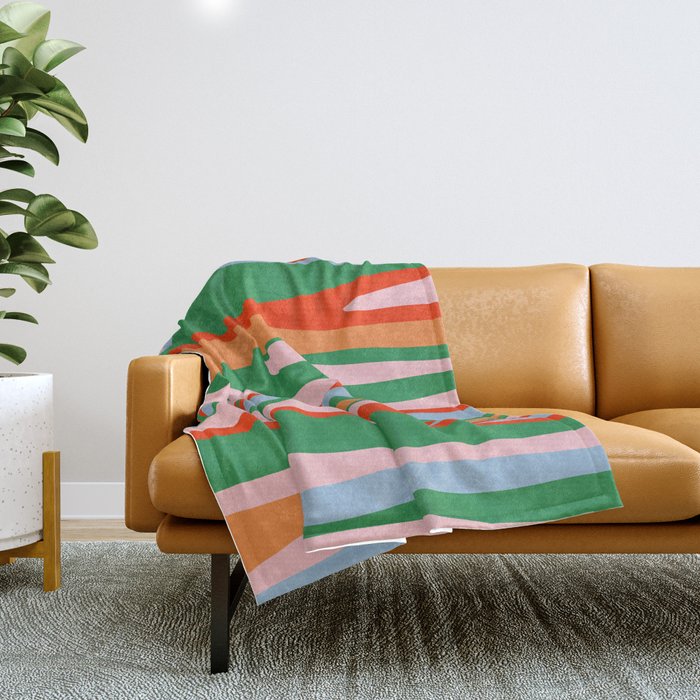 Bold and Colorful Abstract Wild Stripes Modern Multicolor Pattern Throw Blanket Gallery Image 1