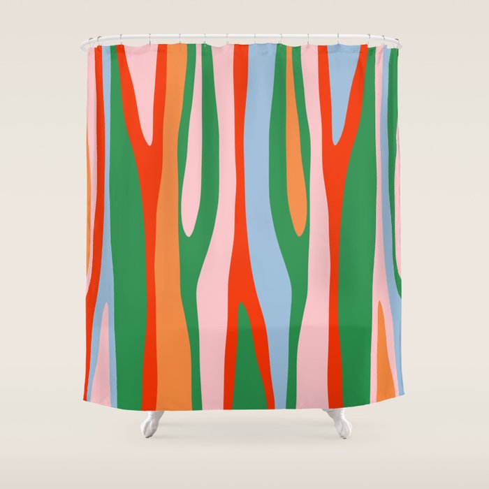 Bold and Colorful Abstract Wild Stripes Modern Multicolor Pattern Shower Curtain Gallery Image 1