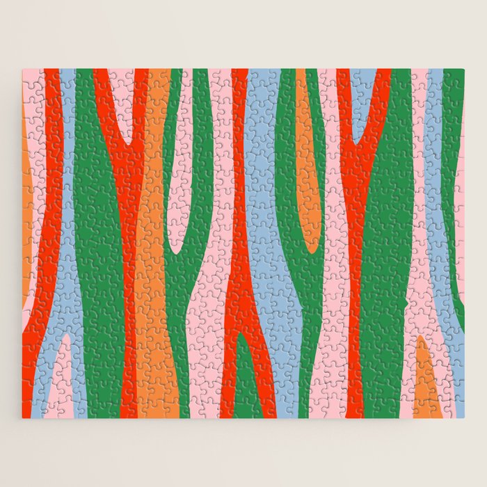 Bold and Colorful Abstract Wild Stripes Modern Multicolor Pattern Jigsaw Puzzle Gallery Image 1