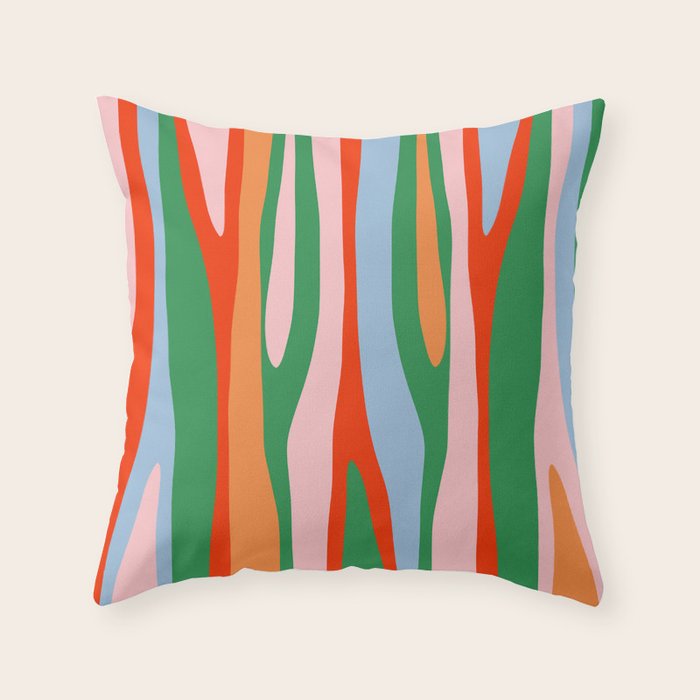 Bold and Colorful Abstract Wild Stripes Modern Multicolor Pattern Throw Pillow Gallery Image 1