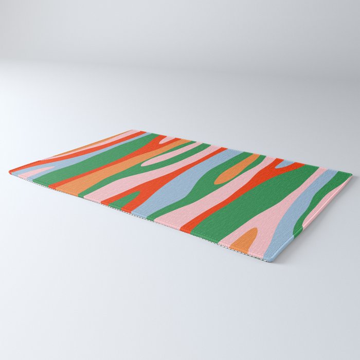 Bold and Colorful Abstract Wild Stripes Modern Multicolor Pattern Rug Gallery Image 3