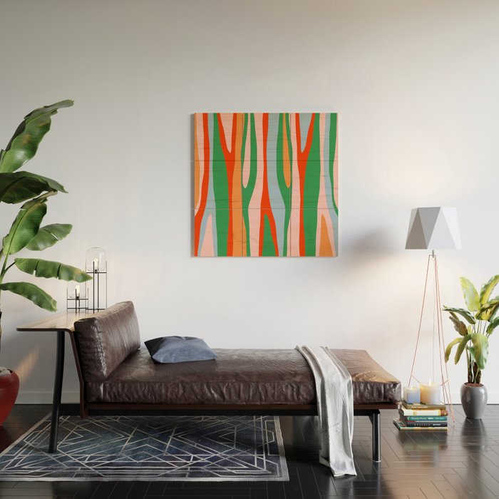 Bold and Colorful Abstract Wild Stripes Modern Multicolor Pattern Wood Wall Art Gallery Image 2