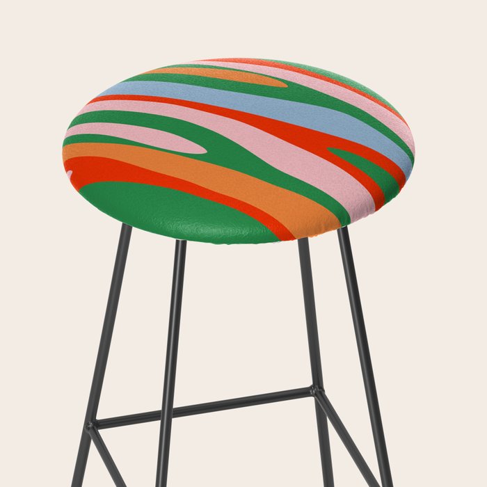 Bold and Colorful Abstract Wild Stripes Modern Multicolor Pattern Stool Gallery Image 2