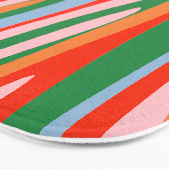 Bold and Colorful Abstract Wild Stripes Modern Multicolor Pattern Bath Mat Gallery Image 3