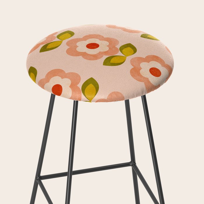 retro daisy minimal pink Stool Gallery Image 2
