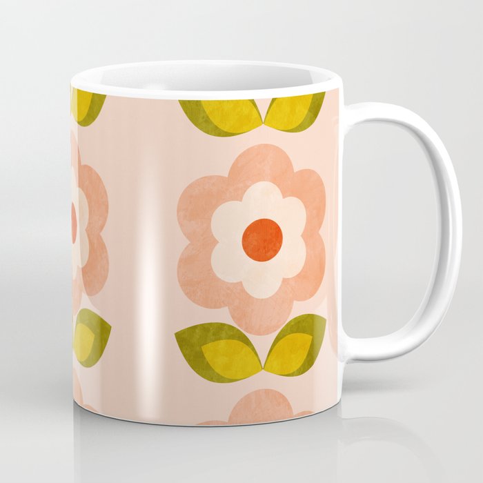 retro daisy minimal pink Coffee Mug Gallery Image 1